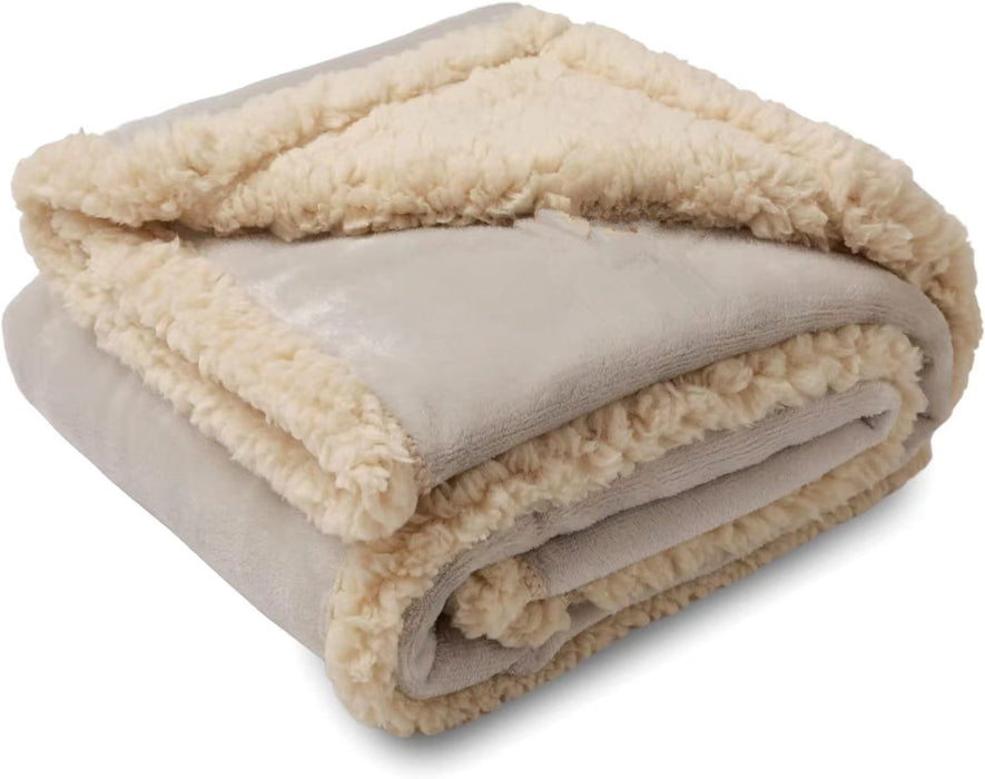 Flannel Cotton Wool Sherpa Thick Pet Blanket
